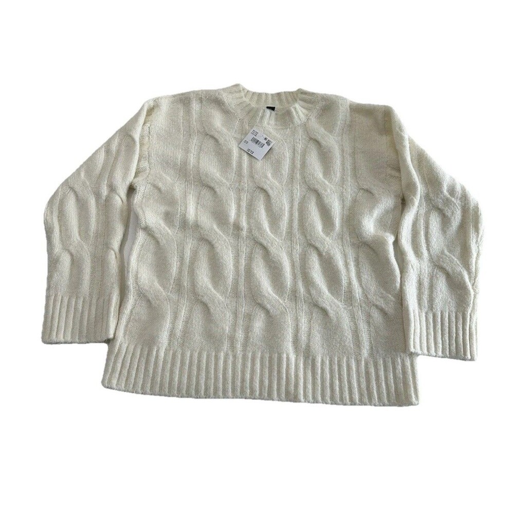 American Eagle Womens XS Cable Knit Sweater Ivory Recycled Polyester Blend NWT